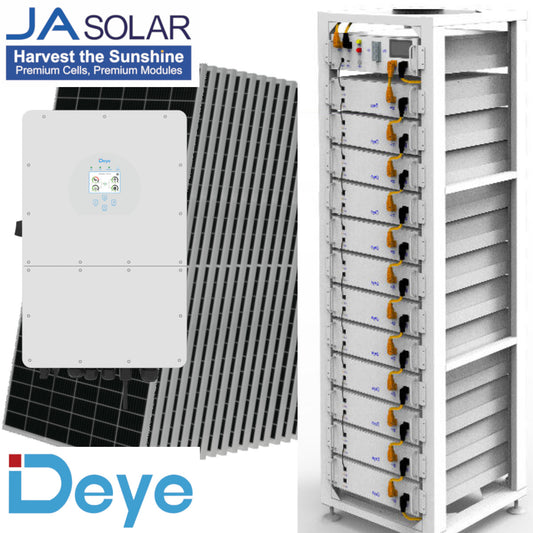 Kit hibrid prosumator cu sistem stocare, 20 kWp / 20 kWh, Deye, JA Solar, trifazat