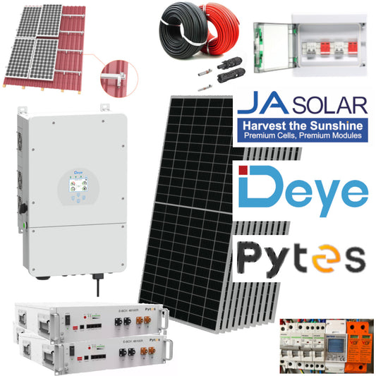 Kit complet 8 kWp, Deye hibrid, stocare, monofazat, tigla metalica