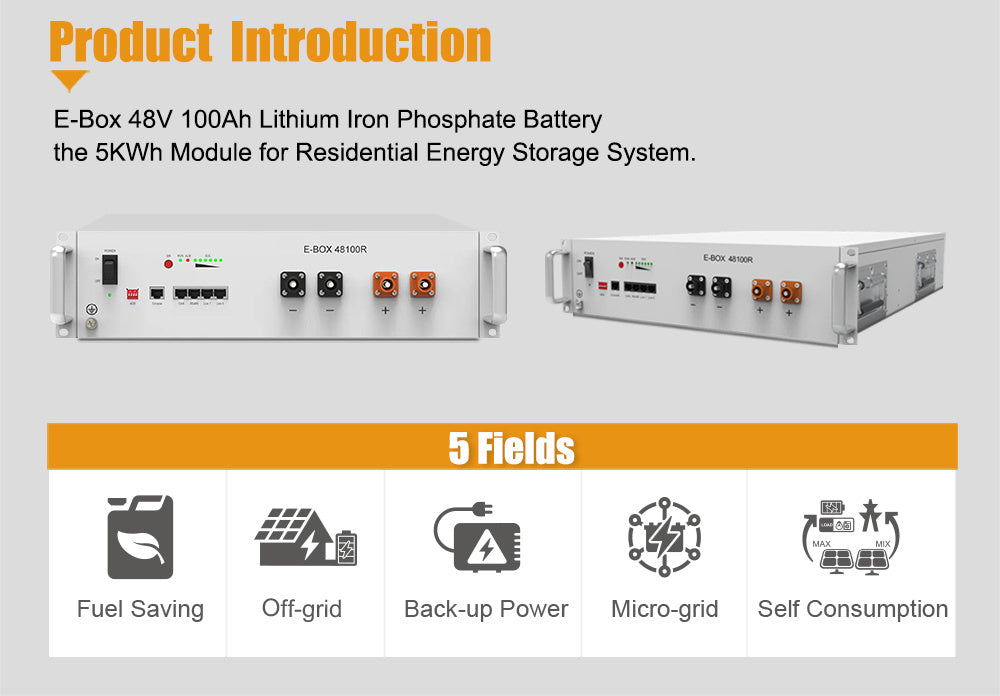 Baterie Pytes E-BOX-48100R, LiFePO4, 5 kWh, 48V, 100Ah