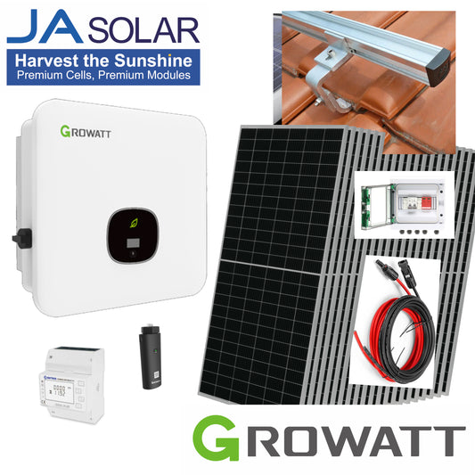 Kit complet 10 kWp, Growatt on-grid, trifazat, tigla ceramica