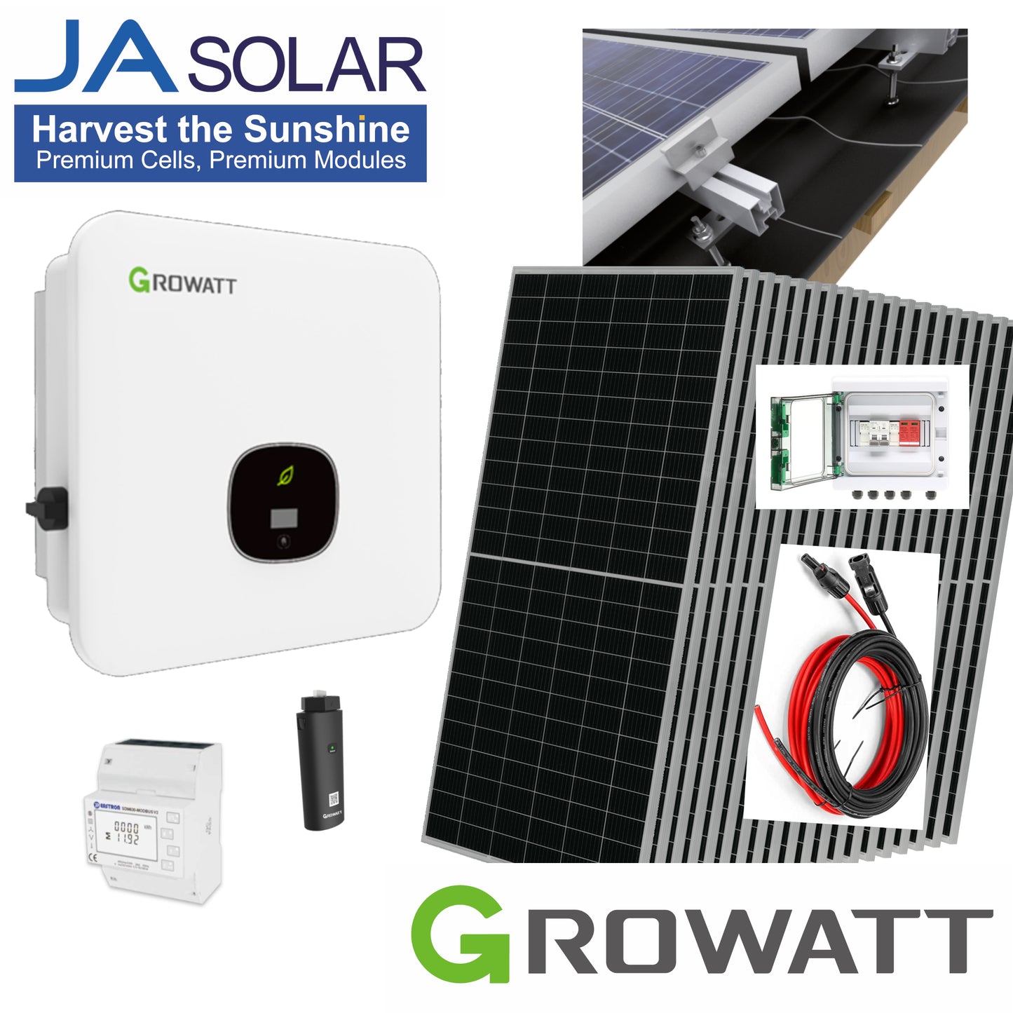 Kit complet 10 kWp, Growatt on-grid, trifazat, tigla metalica