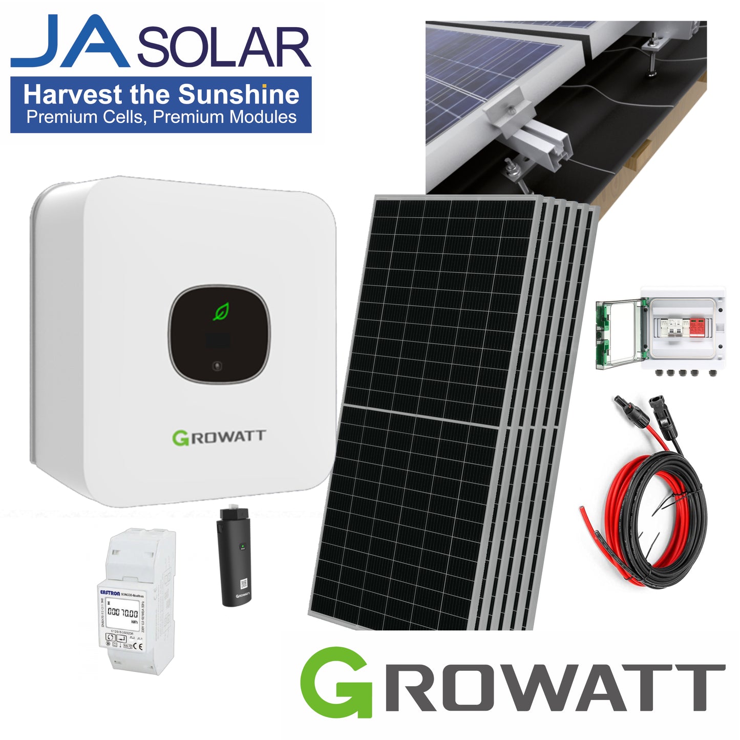 Повний комплект 3кВт, мережевий Growatt, однофазний, металочерепиця