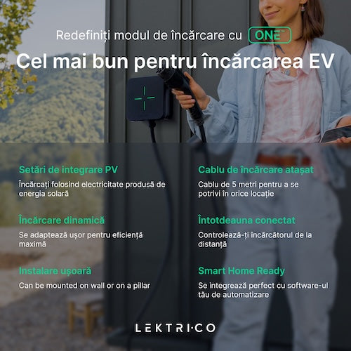 Станція зарядки електромобілів, LEKTRI.CO 1P7KEM, 7 кВт, однофазна з модулем енергоменеджменту