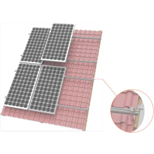 Structura prindere 1 x 3 panouri (2300 mm lungime), montate orizontal pe tigla ceramica